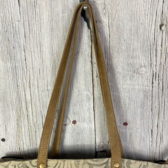 Myra The Gypsy Upcycled Canvas and Genuine Cowhide Leather Tote Bag - Picture 11 of 12